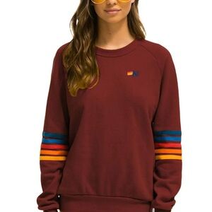 Aviator Nation Sweater w Rainbow 5 Stripe Sleeves